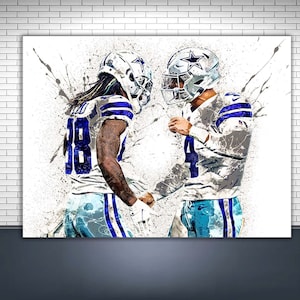 Ceedee Lamb, Dak Prescott Poster, Dallas Cowboys, Gallery Canvas Wrap, Man Cave, Kids Room, Game Room, Bar