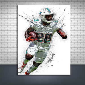 De’Von Achane Poster, Miami Dolphins, Gallery Canvas Wrap, Man Cave, Kids Room, Game Room