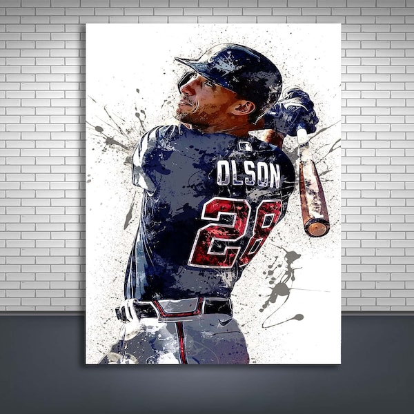 Matt Olson Poster, Atlanta Braves, Gallery Canvas Wrap, Man Cave, Kids Room, Game Room