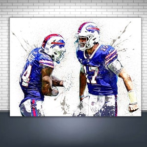 Josh Allen, Stefon Diggs Poster, Buffalo Bills, Gallery Canvas Wrap, Man Cave, Kids Room, Game Room, Bar