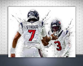 CJ Stroud and Tank Dell Poster, Houston Texans, Gallery Canvas Wrap, Man Cave, Kids Room, Game Room, Bar