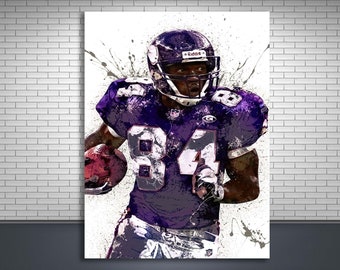 Randy Moss, Poster Print, Gallery Canvas Wrap, Minnesota Vikings, Man Cave, Kids Room, Game Room, Bar