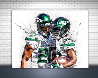 Breece Hall, Michael Carter Poster, NY Jets, Gallery Canvas Wrap, NY, Man Cave, Kids Room, Game Room, Bar