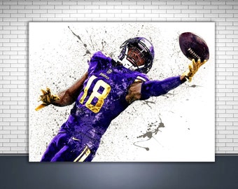 Justin Jefferson Poster, "The Catch", Minnesota Vikings, Gallery Canvas Wrap, Man Cave, Kids Room, Game Room, Bar