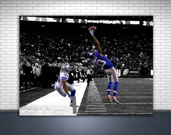 Odell Beckham Jr. Poster, Iconic Catch, New York Giants, Gallery Canvas Wrap, Man Cave, Kids Room, Game Room, Bar