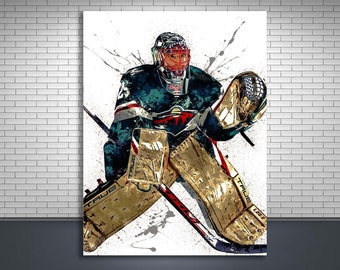 Marc-Andre Fleury Poster Print, Gallery Canvas Wrap, Minnesota Wild, Man Cave, Kids Room, Game Room, Bar