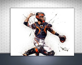 Buster Posey Poster, San Francisco Giants, Gallery Canvas Wrap, Man Cave, Kids Room, Tribute Room, Game Room