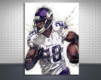 Adrian Peterson Poster, Minnesota Vikings, Gallery Canvas Wrap, Man Cave, Kids Room, Game Room