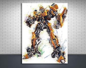 Bumblebee Poster Print, Gallery Canvas Wrap, Transformers, Wall Art, Man Cave, Kids Room, Game Room