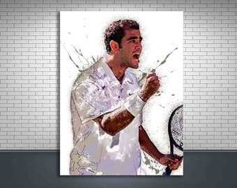 Pete Sampras Poster, US Open, Gallery Canvas Wrap, Man Cave, Gym Room, Kids Room, Game Room