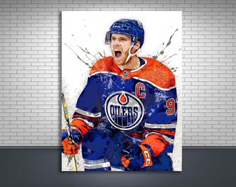 Connor McDavid Poster, Edmonton Oilers, Gallery Canvas Wrap, Man Cave, Kids Room, Game Room, Tribute Room