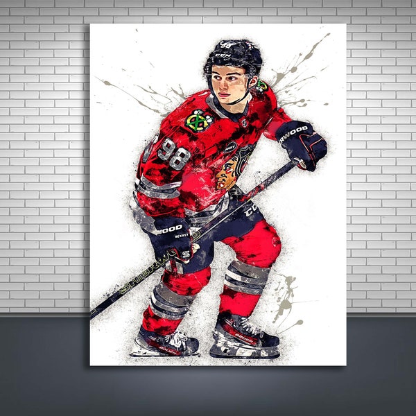 Connor Bedard Poster, Chicago Blackhawks, Gallery Canvas Wrap, Man Cave, Kids Room, Game Room, Bar