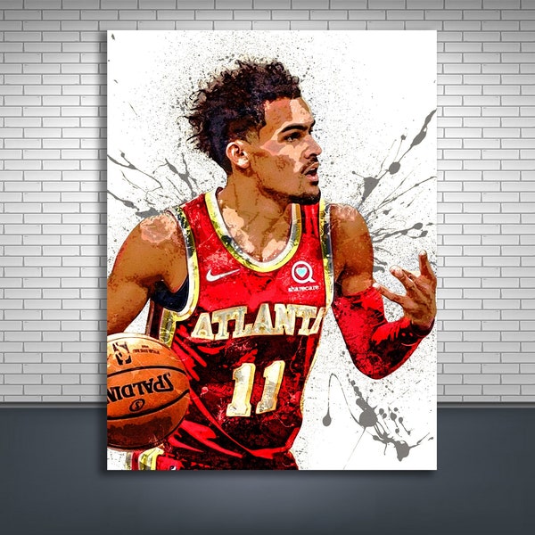 Trae Young Poster, Atlanta Hawks, Gallery Canvas Wrap, Man Cave, Kids Room, Game Room, Bar