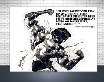 Arnold Schwarzenegger, Poster Print, Gallery Canvas Wrap, Motivational, Quote, Man Cave, Kids Room, Game Room, Gym