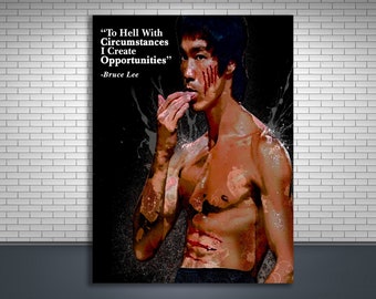 Bruce Lee, Poster Print, Gallery Canvas Wrap, Motivational, Quote, Man Cave, Kids Room, Game Room, Bar