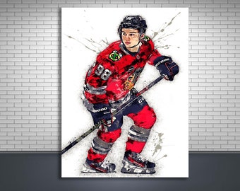 Connor Bedard Poster, Chicago Blackhawks, Gallery Canvas Wrap, Man Cave, Kids Room, Game Room, Bar