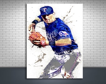 Michael Young Poster, Texas Rangers, Gallery Canvas Wrap, Man Cave, Kids Room, Game Room, Bar