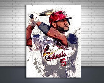 Albert Pujols Poster Print, Gallery Canvas Wrap, St. Louis Cardinals, Man Cave, Kids Room, Game Room