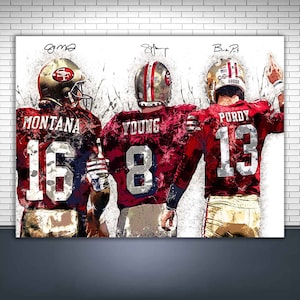 Brock Purdy, Joe Montana, Steve Young Poster, San Francisco 49ers, Gallery Canvas Wrap, Man Cave, Kids Room, Game Room, Bar