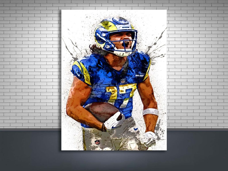 Puka Nacua Poster, Los Angeles Rams, Gallery Canvas Wrap, Man Cave, Kids Room, Game Room, Bar image 1