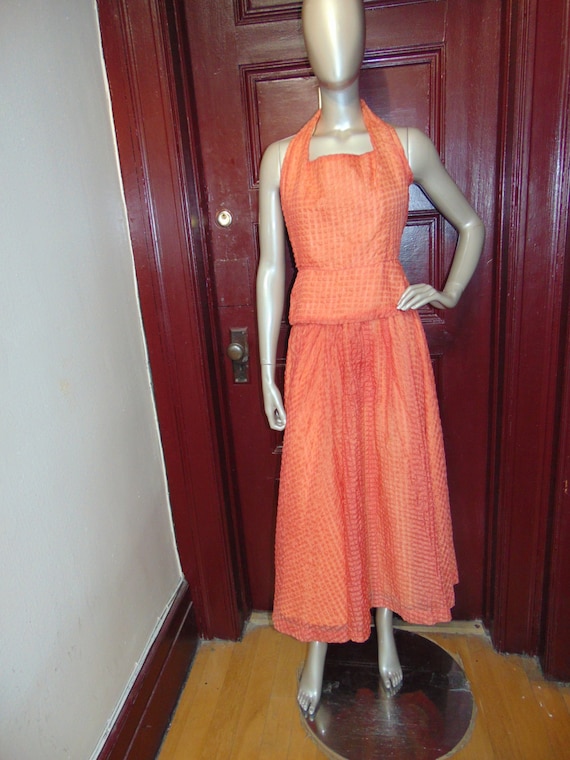 Vintage Orange Halter Set - image 1