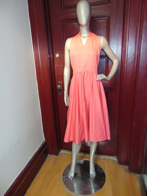 Vintage Pink Sherbet Halter Dress