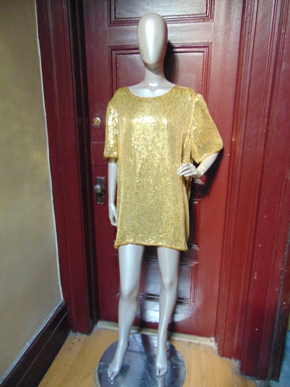 Gold Sequin Mini TShirt Dress