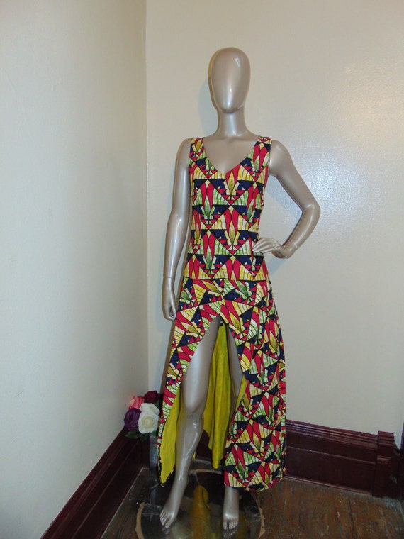 african print halter dress