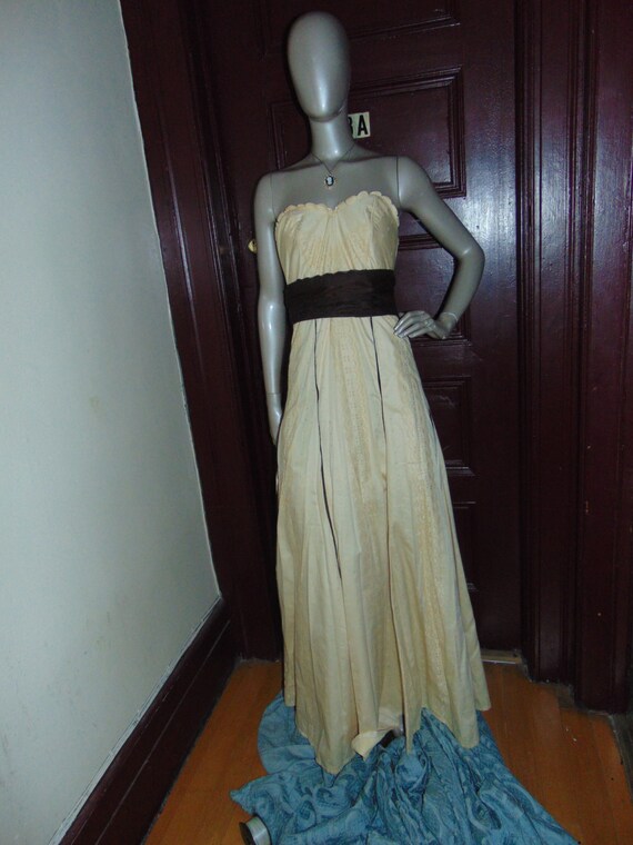 Yellow Strapless Eyelet Dress