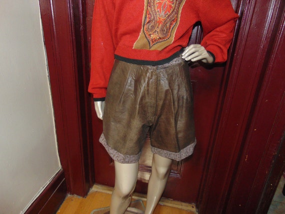 Brown Leather Shorts
