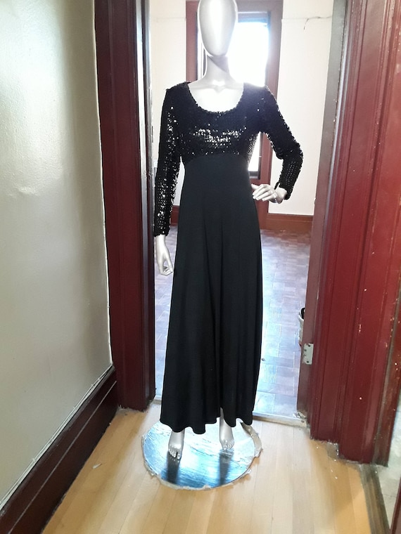 Long Black Sequin top dress
