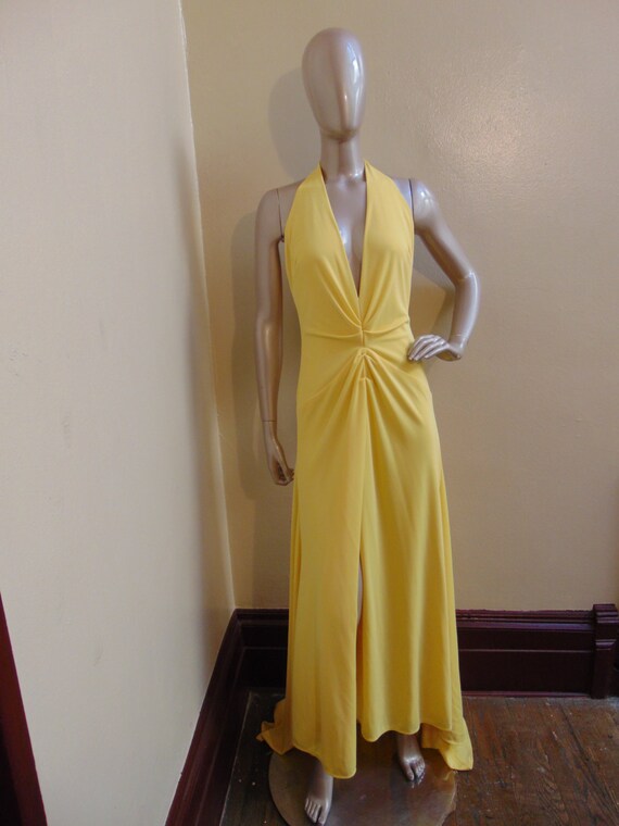 slim fit dress slacks Ruffled Backless Halterneck Maxi Dress in Lemon Yellow - 12 main image 0