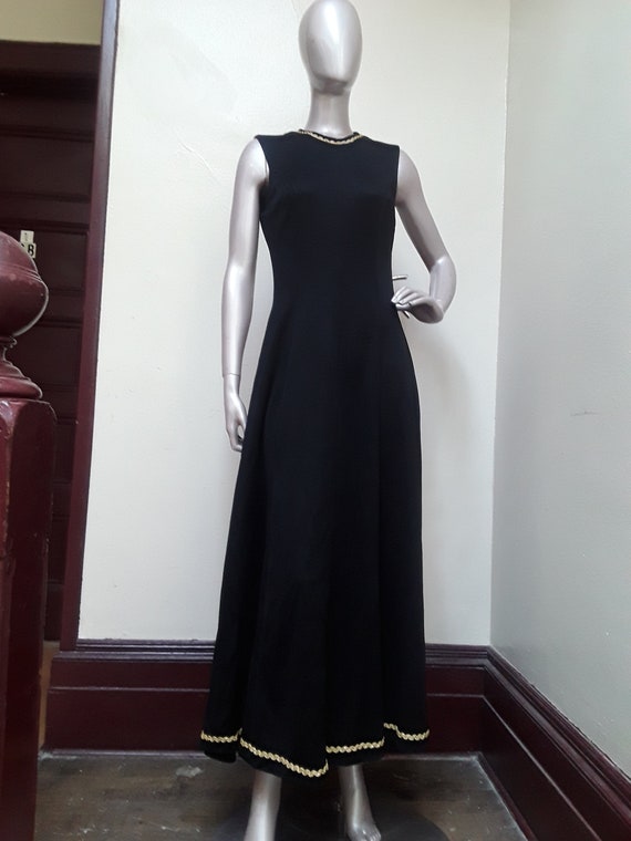 Black Gold trim dress - image 3