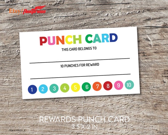 Rewards Punch Card_SPANISH Translation for Small Businesses . Loyalty Cards  set of 50 Cards . NPPC01-S
