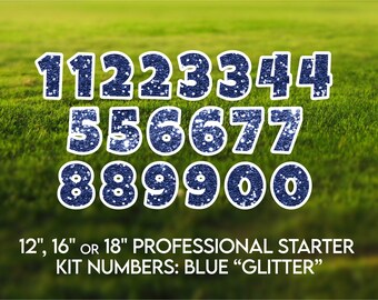 20 Pieces - 12"/16"/or 18" Professional Yard Sign Starter Kit Chunky Blue "Glitter" Numbers