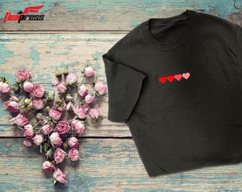 Valentine Hearts T-Shirt, Limited Edition Special Purchase. Black 100% Cotton Tshirt, 3 Lovely designs,  Teacher and Nurse Gift, Party Favor