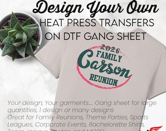 Heat Transfers for Special Events, T-Shirt Transfer Ready to Apply, Gang Sheet with Your Artwork. Full Color DTF Direct to Fabric Iron On.
