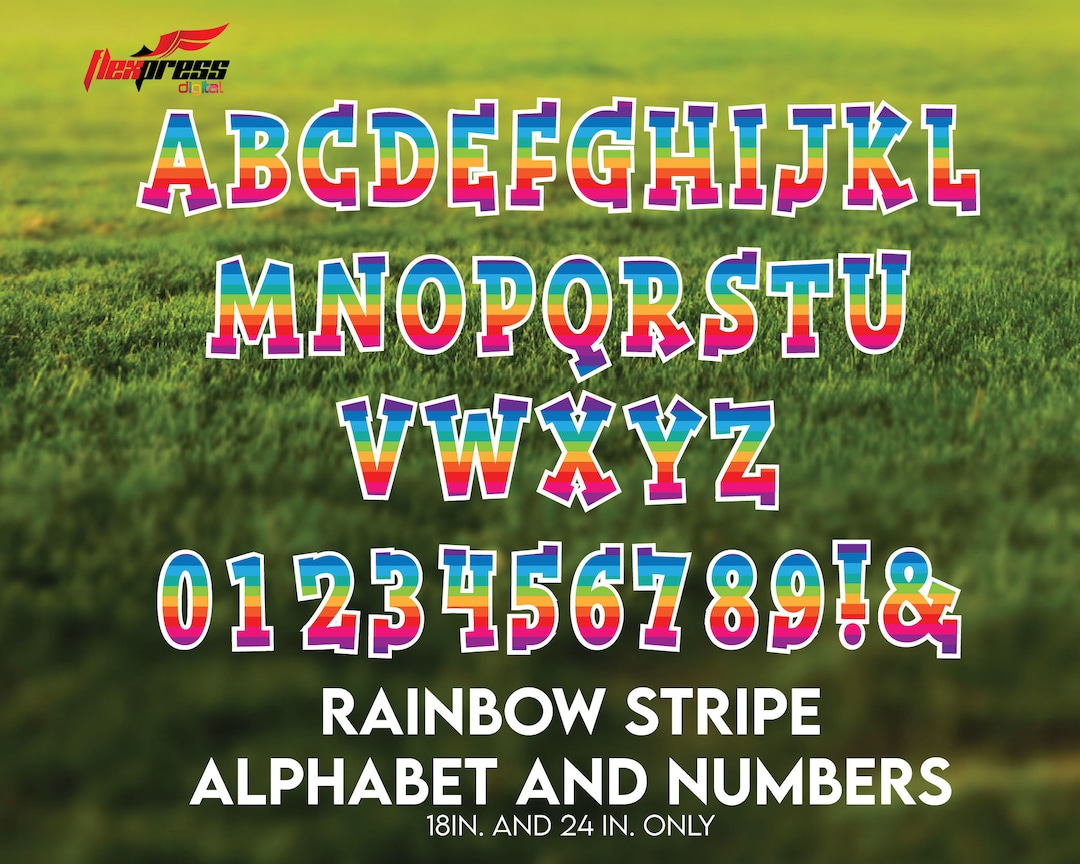 Rainbow Stripe Letters 24 Inch Letters & Numbers Yard Decorations ...