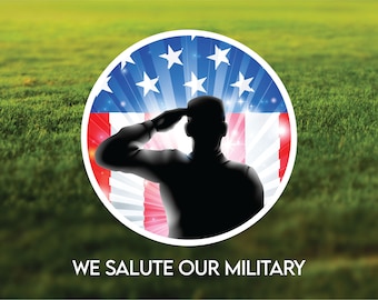 We Salute Our Military, Thank you for your service Yard Flair! Patriotic and All American | Army Navy Air Force Marines Coast Guard