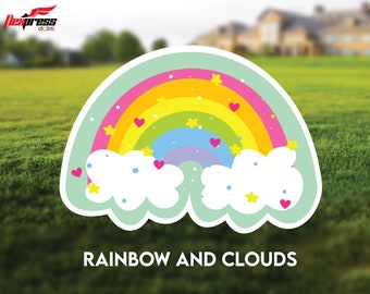 Rainbow with clouds Yard Sign | Princess Birthday Party with Fairy Tales and Birthday Flair! Happy Birthday