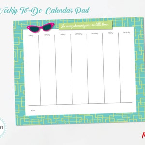 Weekly Calendar Notepads | 9 Whimsical Designs | Week at a Glance | Family To Do List