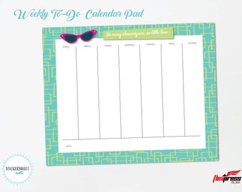 Weekly Calendar Notepads | 9 Whimsical Designs | Week at a Glance | Family To Do List