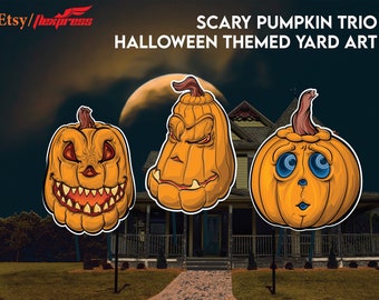 Halloween Pumpkin Trio - 3 Scary Faces for your pumpkin patch! Combo set of 3 jackolanterns!