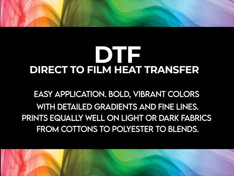 Dtf Design Gradient DTF Direct to Film Full Color Printed Heat Transfer by SIZE - Etsy