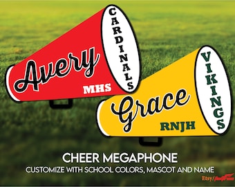 Custom Cheerleader Megaphone Yard Sign | Personalize Color, Name, Mascot | Cheer Meg