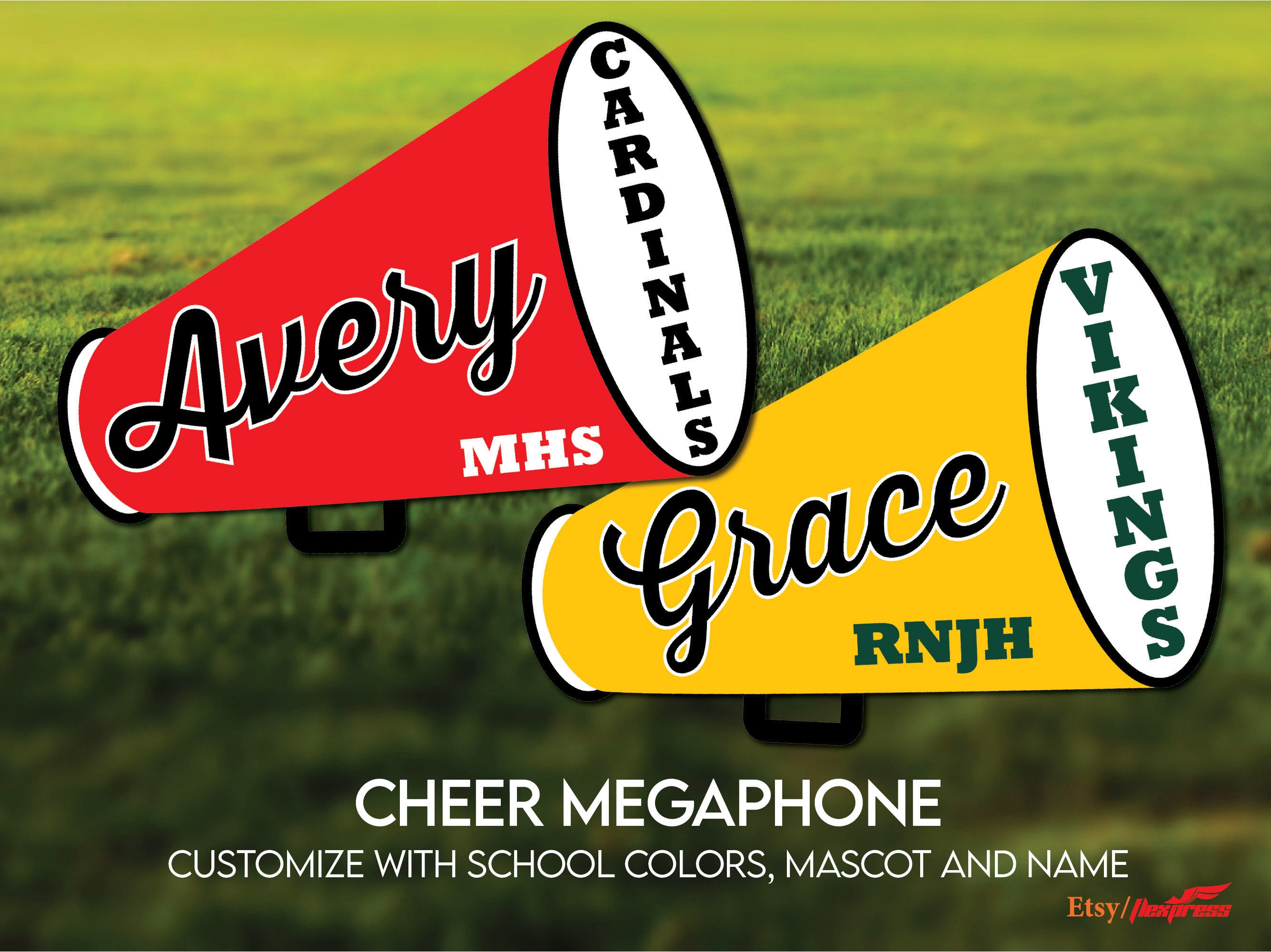 Custom Cheerleader Megaphone Yard Sign Personalize Color Etsy