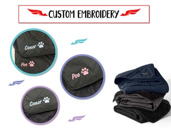 Personalized Pet Eddie Bauer Quilted Insulated Fleece Blanket with Embroidered Name/Paw in corner, Gift for Pet Owners, Dog and Cat, Piglet?