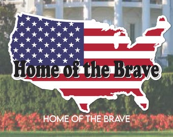 Home of the Brave Outdoor Decoration. America 250th Celebration. 36" wide yard sign. Stars and Stripes United States