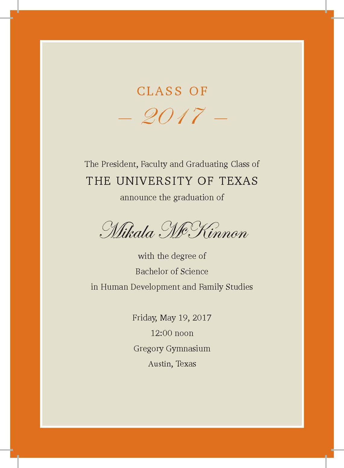 University of Texas Graduation Announcements and Envelopes Etsy