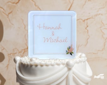 Custom Acrylic Wedding Cake Topper - Floral Design